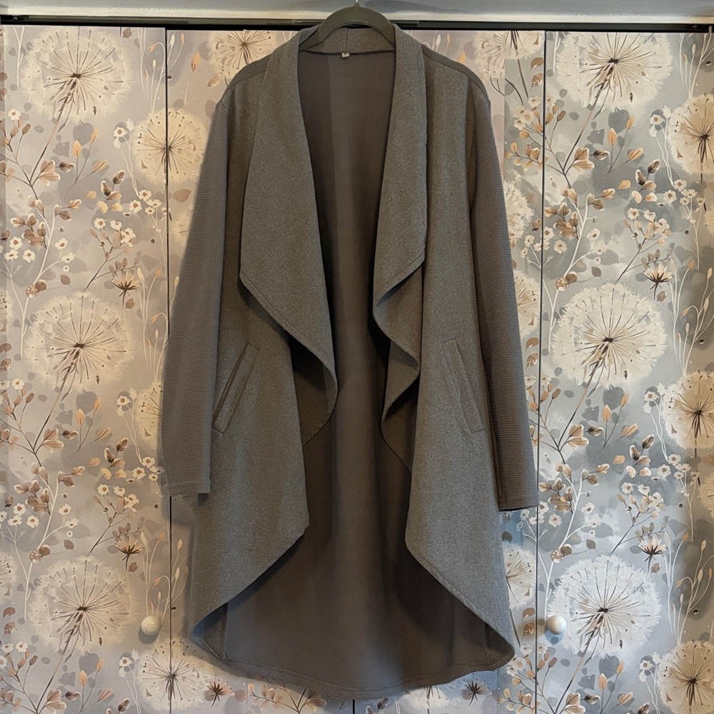 Gray Draped Open Cardigan